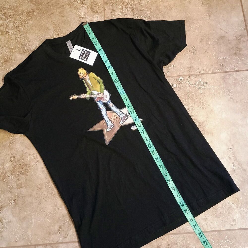 NWT The Grunge Guy Kurt Cobain Unisex Black Short Sleeve T-Shirt Large - Picture 9 of 10